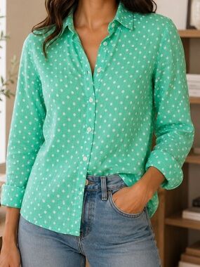 J. Crew Linen Polka Dot Button-Down Shirt